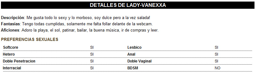 informacion lady vanexxa